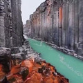 Today In History - 5. Stuðlagil Canyon, Iceland  It is believed that these huge basalt pillars are more than 2 million years old, a vestige of the ice age. [1805969895160471552].mp4